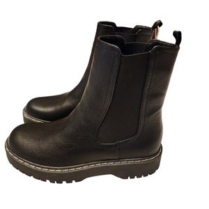 Sincerely Jules Black Leather Chelsea Combat Boots